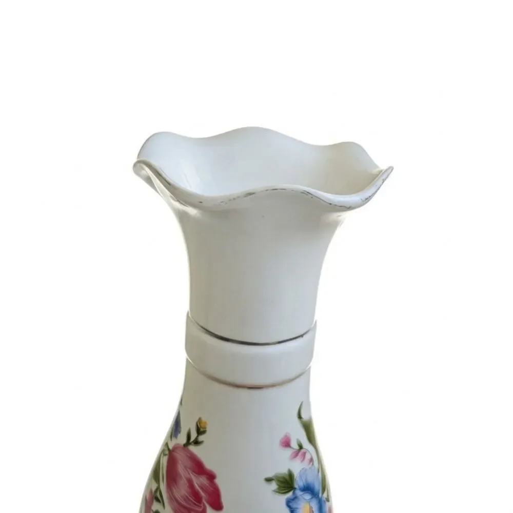 VINTAGE POTTERY VASE HAND PAINTED FLOWERS 10